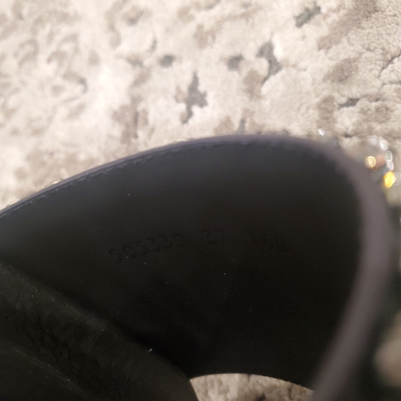 Gucci Crystal Embellished Web Slide Sandals Calfskin Leather and Rubber NEW - Picture 8 of 10